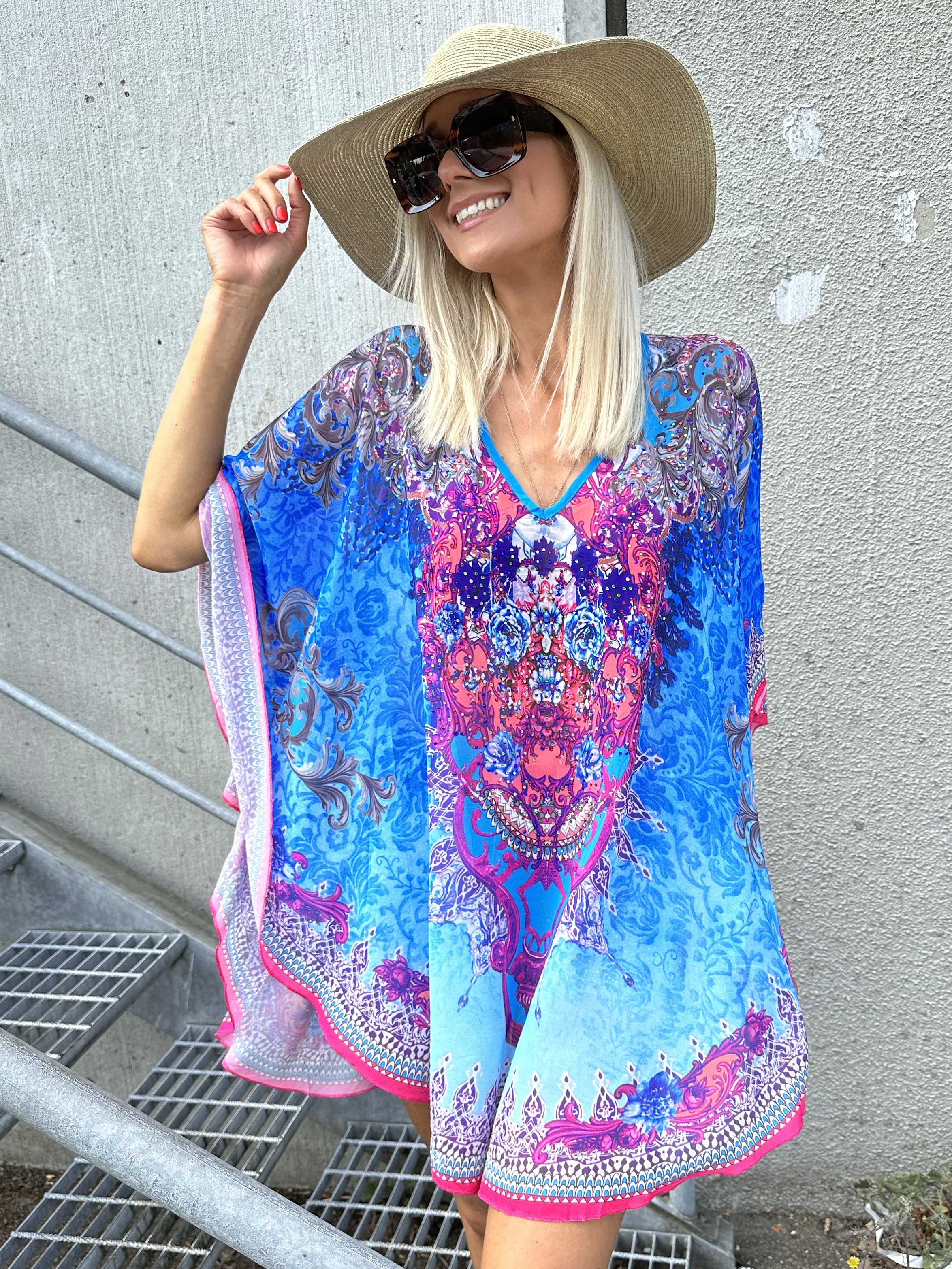 Sigga - Mønstret semi-transparent tunika med similisten